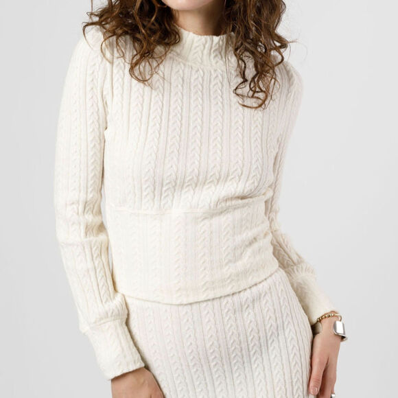 NWT B.O.G. Band of the Free Raquel Cropped Knit Sweater Top Sz. S [4-6] Ivory - Picture 3 of 10